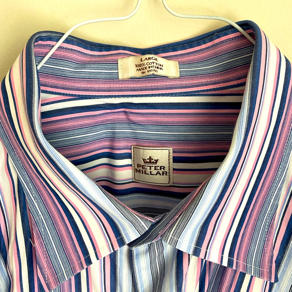 Peter Millar Men's Striped Shirt (my iron JUST broke sorry )